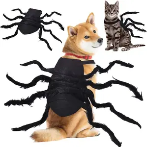 Halloween Pet Spider Costume Adjustable Furry Outfit for Cats & Small Dogs, Perfect for Parties & Photos