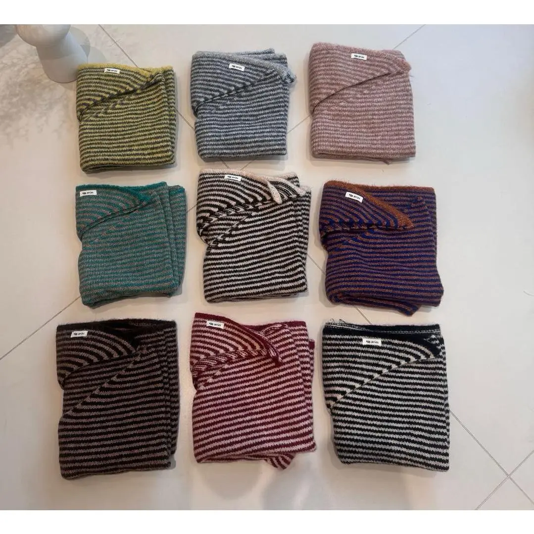 Korean quality blended shawl [gray striped]