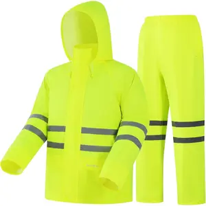 Rain Suit, High Visibility Safety Jacket, Lightweight Rain Gear, Waterproof Rain Jacket with Pants