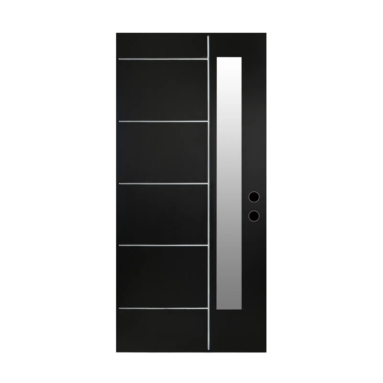 Fiberglass Entry Door Slab with Black Frosted Glass, Left Hand Inswing, 36 x 80 Inches, Modern Style for Front Entrance, Garden & Outdoor, Polyurethane Foam Core, Durable Water-Resistant, Paintable Surface