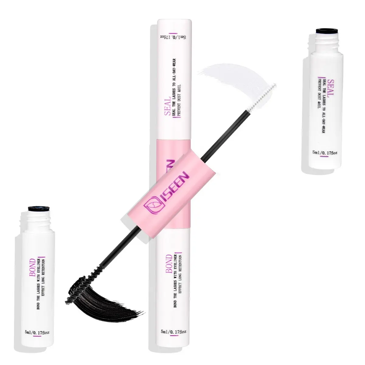 ISEEN Waterproof Lash Cluster Glue, Cosmetic, 1pcs/2pcs/3pcs Lash Bond and Seal , Gentle Bond & Seal Eyelash Glue for Clusters, 2 in 1 Eyelash Adhesive, Black, Long-Lasting 72H, Makeup
