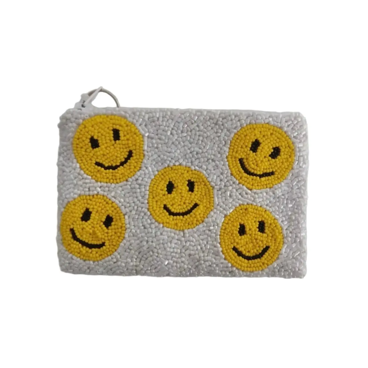Women's Smiley Beaded Coin Purse - White, Multi-Colored Women's Wallet, Multi-Colored Women's Wallets