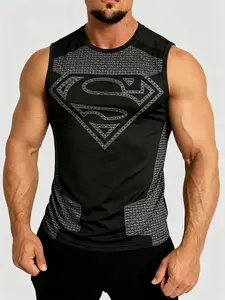 Summer Men's Superman Vest, Casual Sporty Sleeveless T-Shirt, Daily Wear Basketball Slow Run Quick-Dry Vest, All Seasons