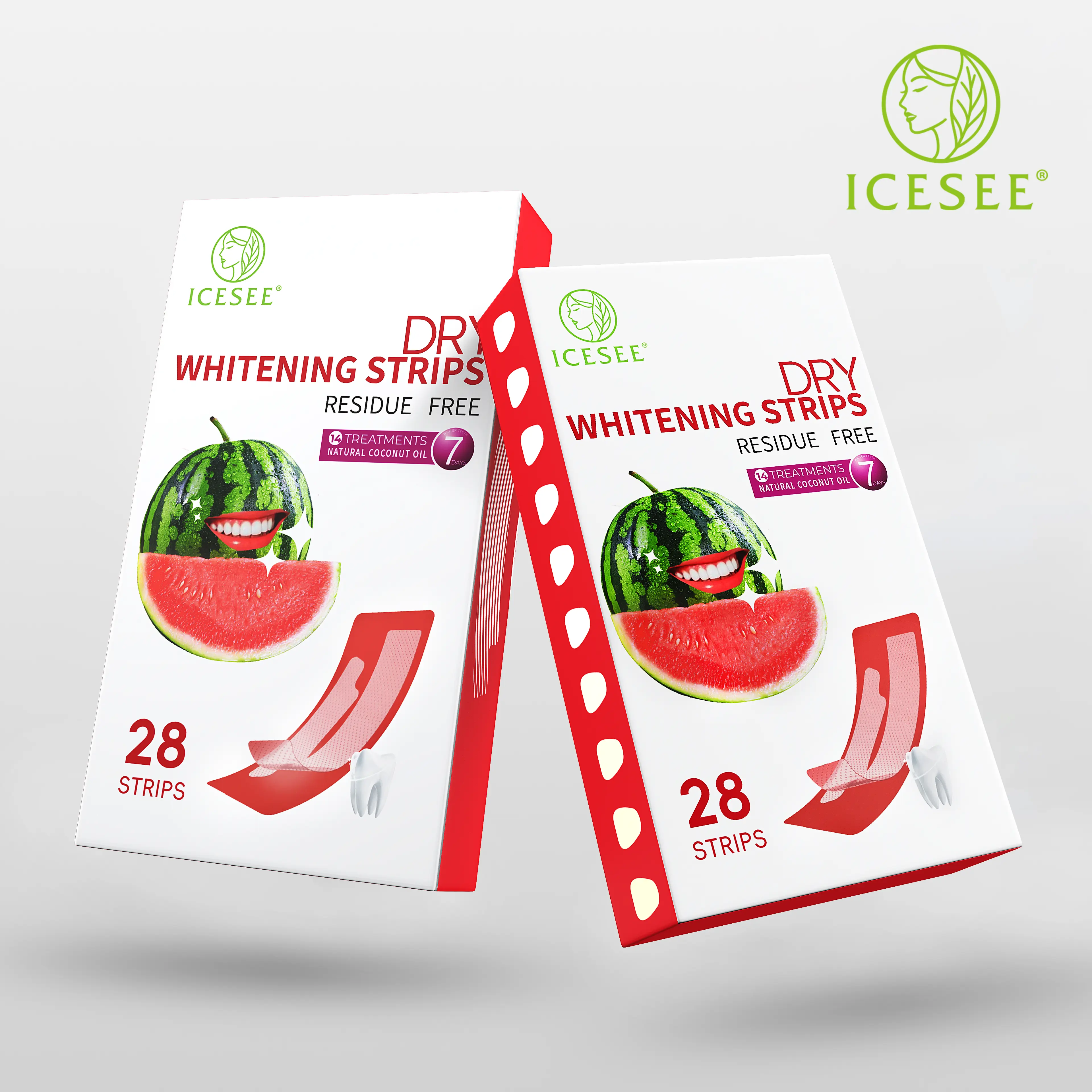 ICESEE Watermelon Burst Teeth Whitening Strips, 14 Day Dentist-Level Oral Care Treatment for Gentle Whitening on Sensitive Teeth, Adults, Summer Fresh, Brightens, At Home Use