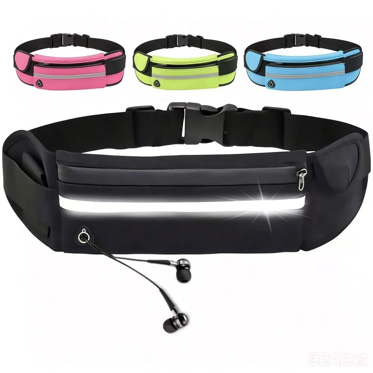 Running Belts Bag for Women Waterproof Fanny Pack Running Waist Pouch Phone holder Adjustable Sports Money Belt with Headphone Port, Fits waist sizes from 27" to 48" Fits Men and Women
