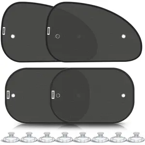 2026 New Upgrade 4 Pack Car Side Window Sun Shades with 8 Suction Cups for Baby, Blocks 99.98% UVR Sun Protection for Car Windows