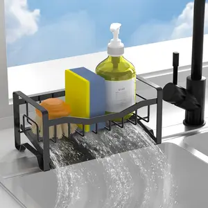 Kitchen Sink Caddy Organizer with Stainless Steel Auto Drain Tray, Self-Drain Sponge Caddy Rack for Kitchen Countertop Storage Gadgets Accessories snackle box container