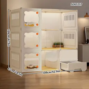 Multi-Layer Transparent Cat Cabinet with Drawer, Litter Box Enclosure, Indoor Space-Saving Cat House, Cat Shelter, Home Use, No Model