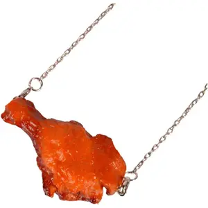 Hanmade Simulation Fried Chickens Pendant Necklace Funny Creative Resin Simulation Food Chicken Legs Wings Link Chain Necklace for Women Men Girls Boys Jewelry
