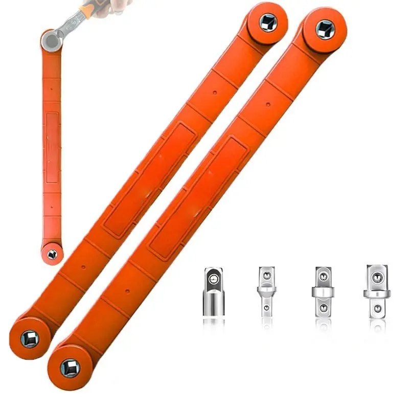 Impact Ready Offset Extension Wrench, Tight Reach Extension Wrench Set, With 1/2", 1/4" And 3/8" Square Drive Adapters, Universal Extensions Wrench For Small Place