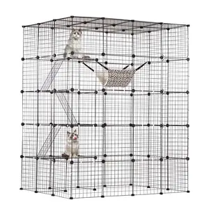 VEVOR Large 4-tier Cat Cage, TikTokShopBlackFriday, 54 x 41 x 69", Detachable Metal Wire Cat Enclosure, with 5 Front Doors Hammock Ramp ladders, Indoor & Outdoor Crate Exercise Place Ideal for Kitty, Small Animals, Black