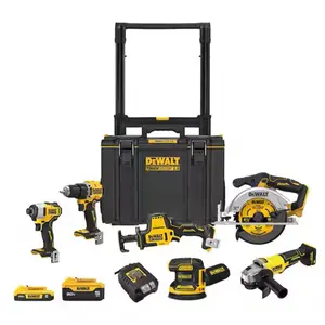 DEWALT 20V Lithium-Ion Cordless 6-Tool Combo Kit with 5.0 Ah and 2.0 Ah Batteries, Charger and Tough System 2.0 Rolling Toolbox