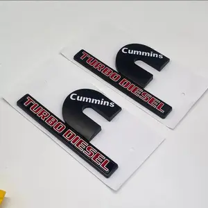 2X Cummins Turbo Diesel Emblems Badges For 2500 3500 Fender Side Door Nameplate