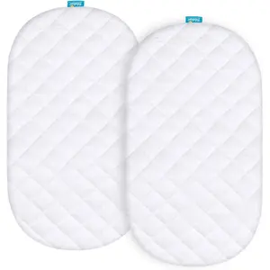 Bassinet Mattress Pad Cover Compatible with  Portable) Bassinet, Waterproof, 2 Pack, Ultra Soft Surface, Breathable and Easy Care