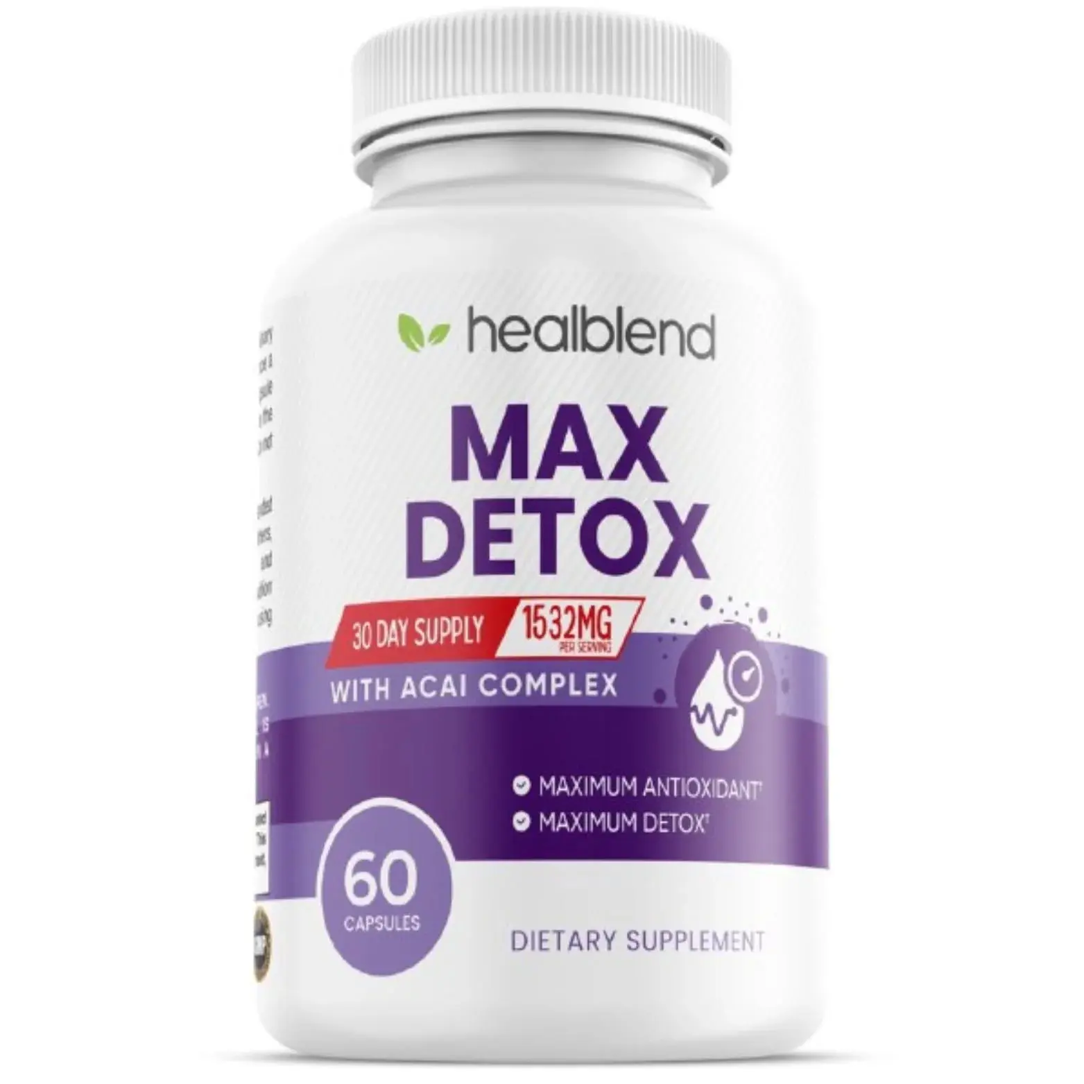 Max Detox Colon Cleanse Supplement for Men & Women – Gut Health, Liver Detox & Digestive Support – Psyllium, Chlorella, Acai & More – 30 Day Cleanse Formula