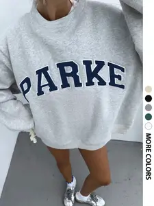 Women's Casual Loose-Fit Letter Print Sweatshirt, Long Sleeve Round Neck Pullover for All Seasons, Comfortable Home Wear