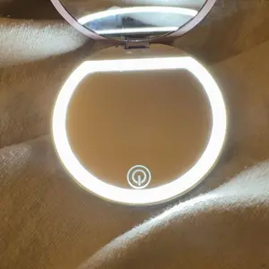 Product Review of Portable Foldable Makeup Mirror, 1 Count Glam Travel Makeup Mirror with LED Light, Compact Mirror for Women, Pocket Size Makeup Tools, Travel Hand Mirror from B**y