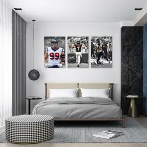3-Piece Unframed NFL Poster Set (CJ Stroud, J Watt, Nico Collins) Houston Football Wall Art, Playoffs Hype Decor for GameDay Ready Fan Cave & Dorm
