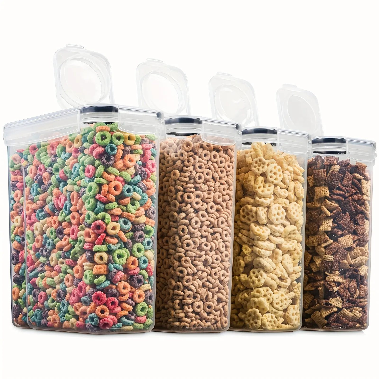 4 Pack 135OZ Large Airtight Food Storage Containers BPA-Free Plastic Flip Top Closure Multipurpose for Rice Pasta Sugar Flour with Measuring Cup 20 Labels