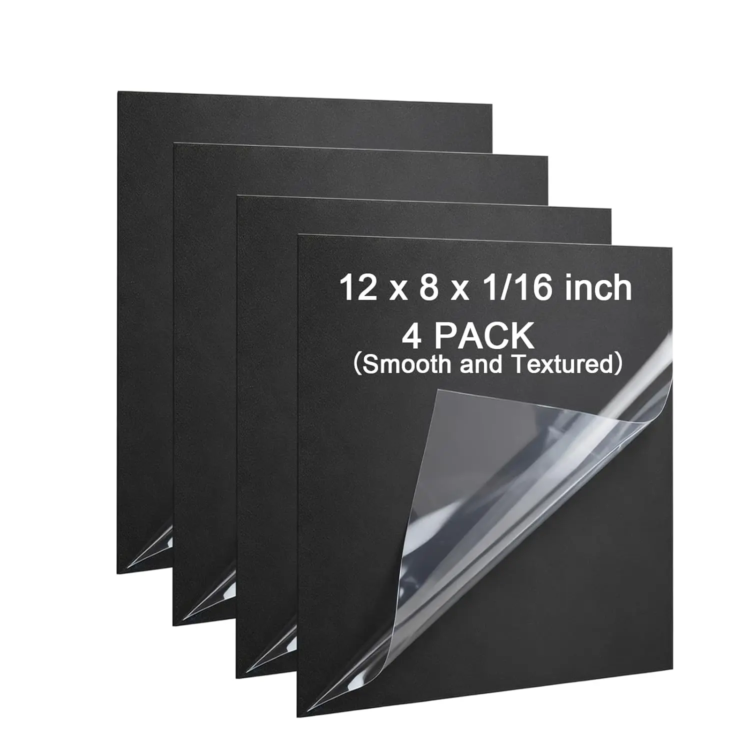 ABS Plastic Sheet 1/16 Inch Thick - 4PACK 12" x 8" Black Rigid ABS Board  Resistant Heat Moldable ABS Plastic Panel for Industrial DIY Projects,  Decor, Handicrafts - (Textured & Smooth)