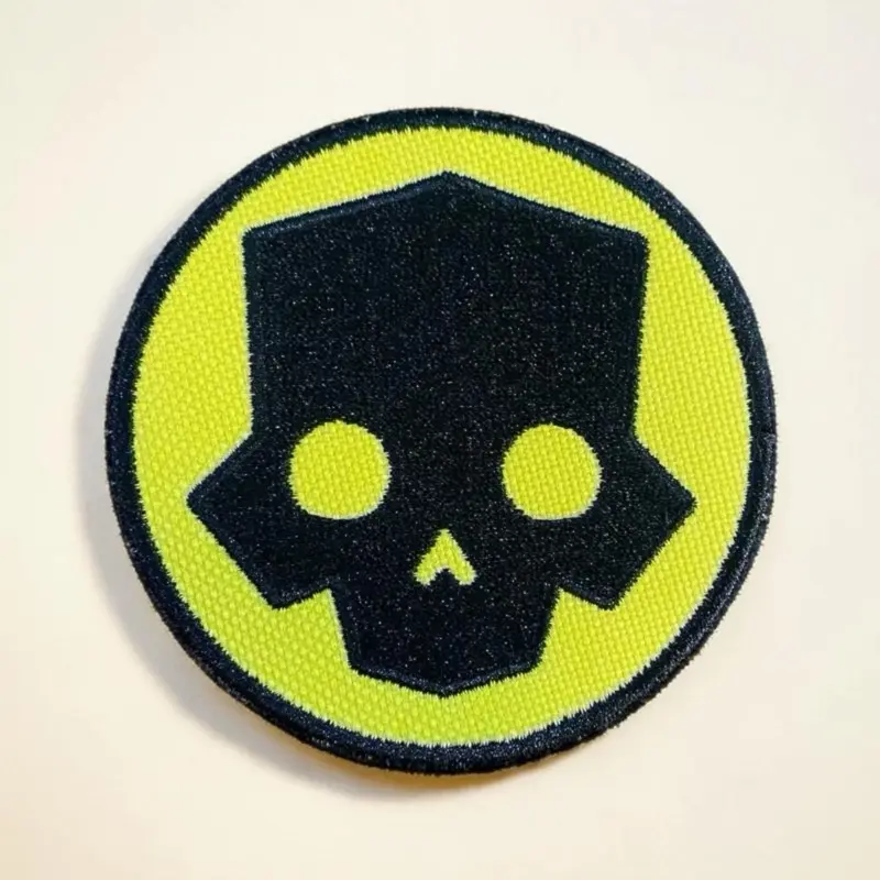 Helldivers Embroidered Fabric Patches - 3”x3” Black Background Yellow Skull Motif, Bold Contrast Sewing Accessory for Bags, Hats, 3" X 3", Compact Size