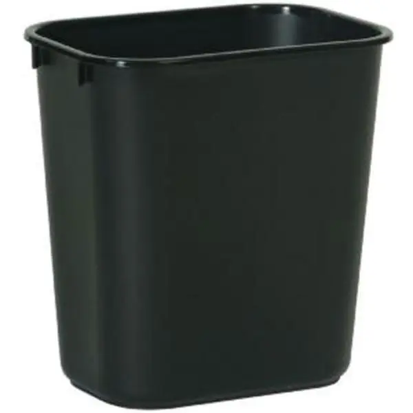 Rubbermaid Commercial Small Plastic Waste Can - Model RUB-2955BLA, 3.5gal, Black, Rolled Rim, Step Opening, Office Use Trash Disposal Bin