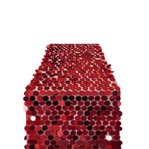 Large Sequin Table Runner 18MM Wedding Banquet Decoration European Style Solid Color Shiny Glitter Polyester Circle Heart Shapes