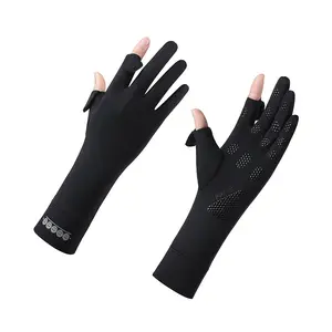 Women's Sunscreen Gloves Summer Anti-Slip UV Protection Extended Wrist Touchscreen Ice Silk Driving Cycling Gloves for Outdoor Activities