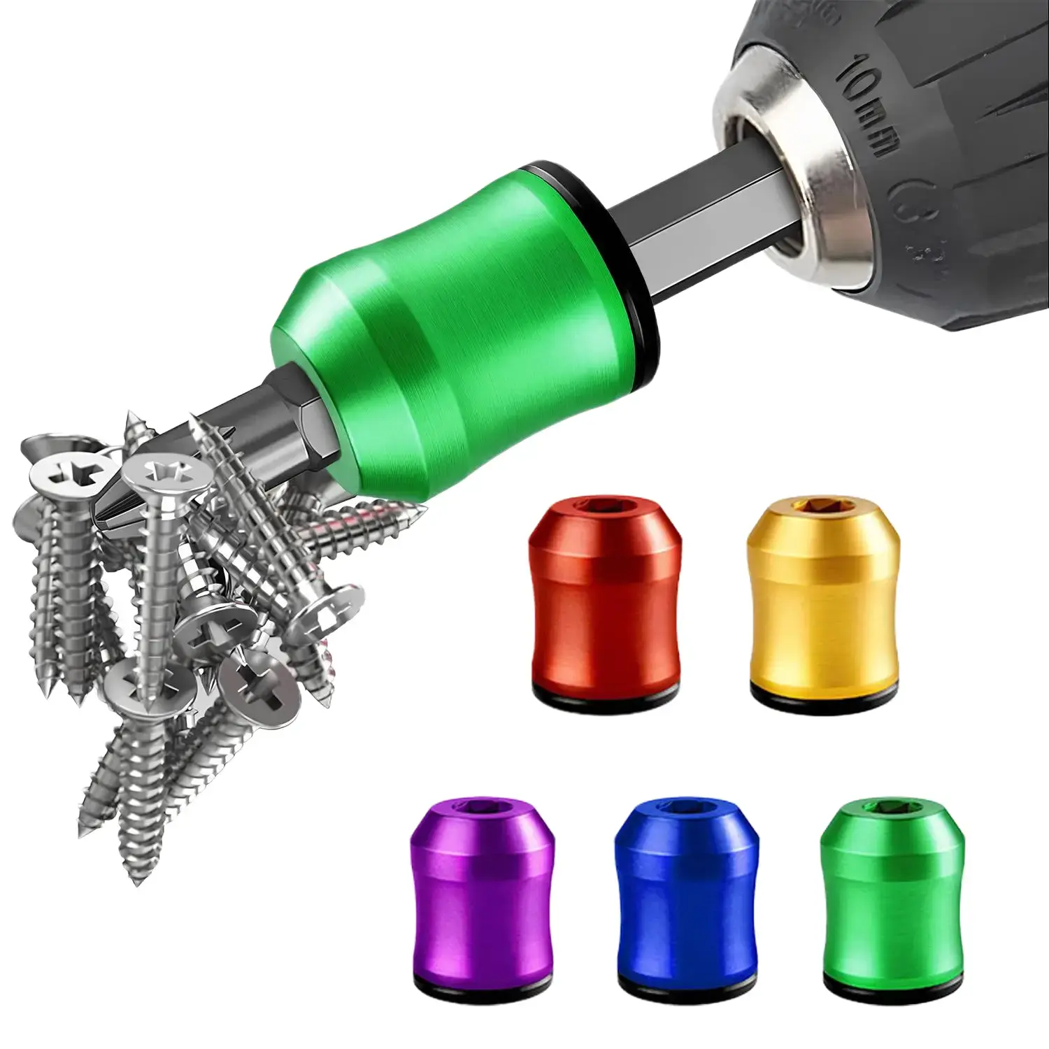 1pcs Strong Magnetic Screw Ring: 1/4 Inch / 6.35mm Universal Magnetic Screw Holder - Removable Magnetic Screwdriver Drill Bit Holder for Hex Screwdriver and Power Bits