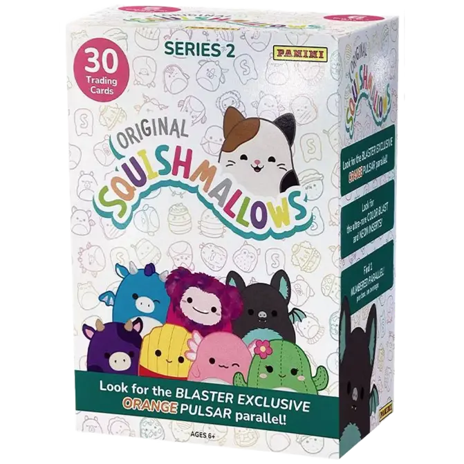 2025 Panini Squishmallows Chrome Sealed Blaster Box - Non-Sports Trading Card Box with 6 Packs, Holo Parallels, Numbered Parallels