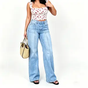 Vintage Light Wash Jeans Women's Straight Leg Denim High Waist Baggy Casual Stretchy Loose Jeans Wide Leg High Waisted Boyfriend Jeans for Comfort