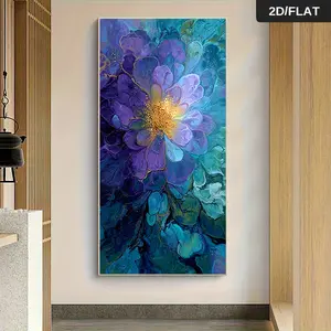 1Pcs Modern Abstract Floral Canvas Wall Art Purple Blue Gradient Frameless Painting Living Room Bedroom Home Decor Artwork Gift Wall Art