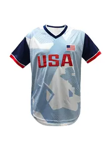 Men'S USA Embroidered Football Jersey T-Shirt - Jersey Tee, Breathable V-Neck Polyester Knit Fabric, Short Sleeve Loose Fit Top for Soccer, Sports, Party Events - Universal Fit