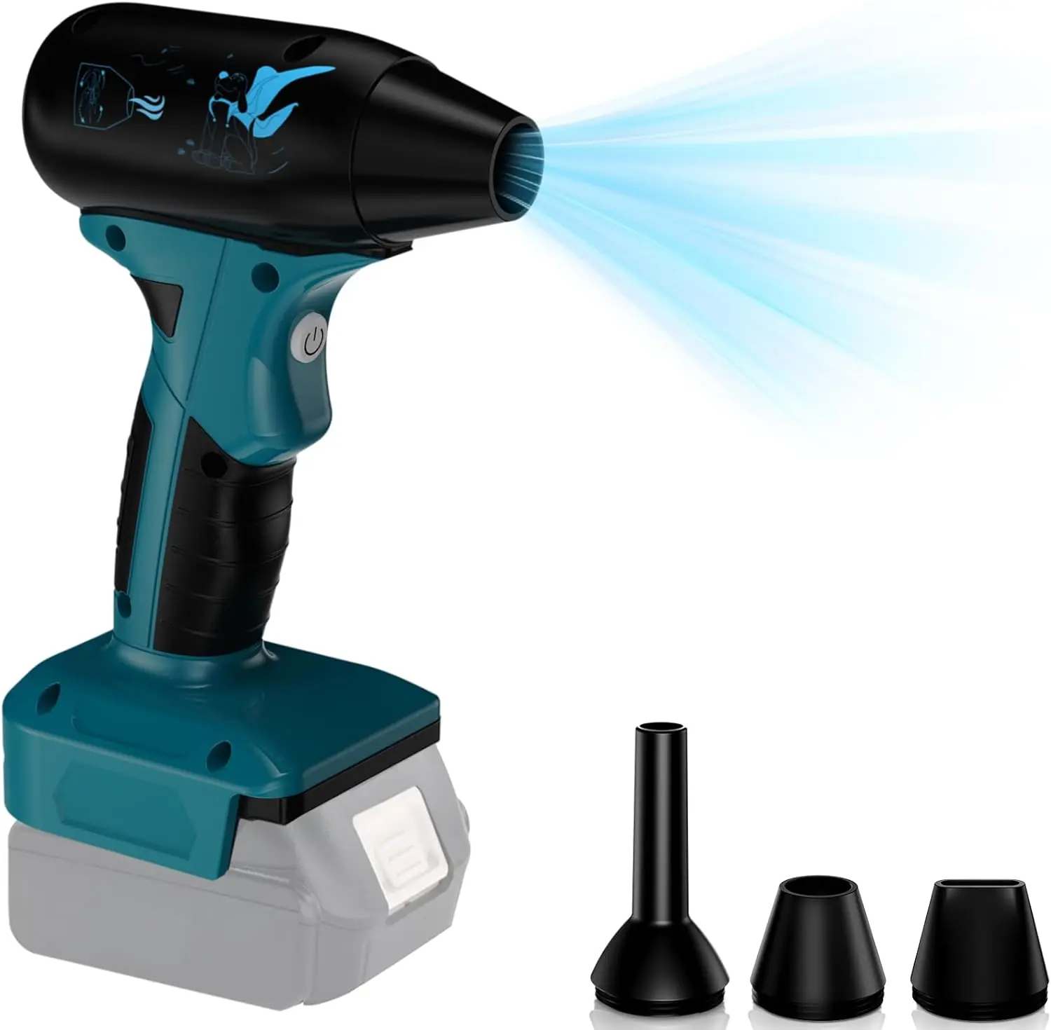 130000RPM | Jet Dry Blower | For Makita 18V Li-ion Lithium Battery | Compressed Air Duster | 4 Gear Adjustable Air Speed | Mini Jet Fan Blower | For Tools & Car & Computer & Keyboard Cleaning |No Battery | Portable Handheld | Lightweight & Easy to Operate