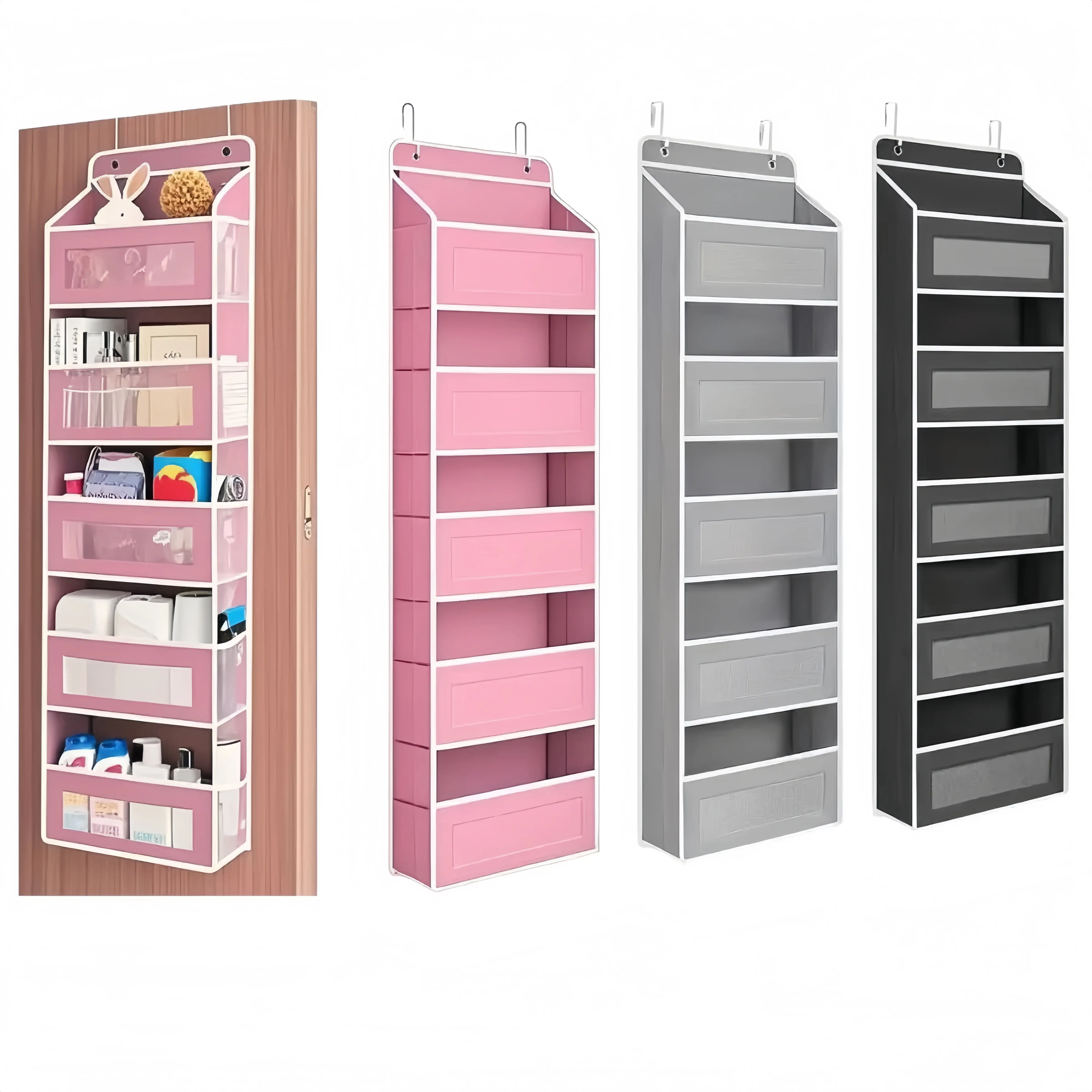 2026 Latest Sturdy Over-The-Door Organizer, 5-Tier Slots with 10 Large Dustproof Pockets, Anti-Tilt, 44 lbs Capacity, Hangable Space-Saving Room Storage, No-Installation Home Supplies for Closets, Easter Gift