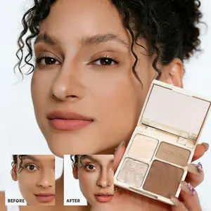 4-Color Highlighter And Contour Palette,  Matte Highlighter And Shading Ideal For Beginners Parties Gift For Friends Girlfriend Fashion Woman Teen Trendy Halloween Makeup Pumpkin Fall Winter Makeup Cosmetics, lightweight makeup