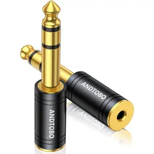 1/4 Inch Male to 3.5Mm Female Stereo Audio Jack Pure Copper Adapter for Headphone, Amp, 2 Pack-Black