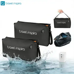 travel inspira Ultra-Durable Nylon 22L Vacuum Travel Bags with Pump,Space Saver, Organizer for Suitcases & Backpacks, Reusable, Lightweight, IP67 Airtight Zipper Seal,2-Bags Set,Storage Bag for Outdoor