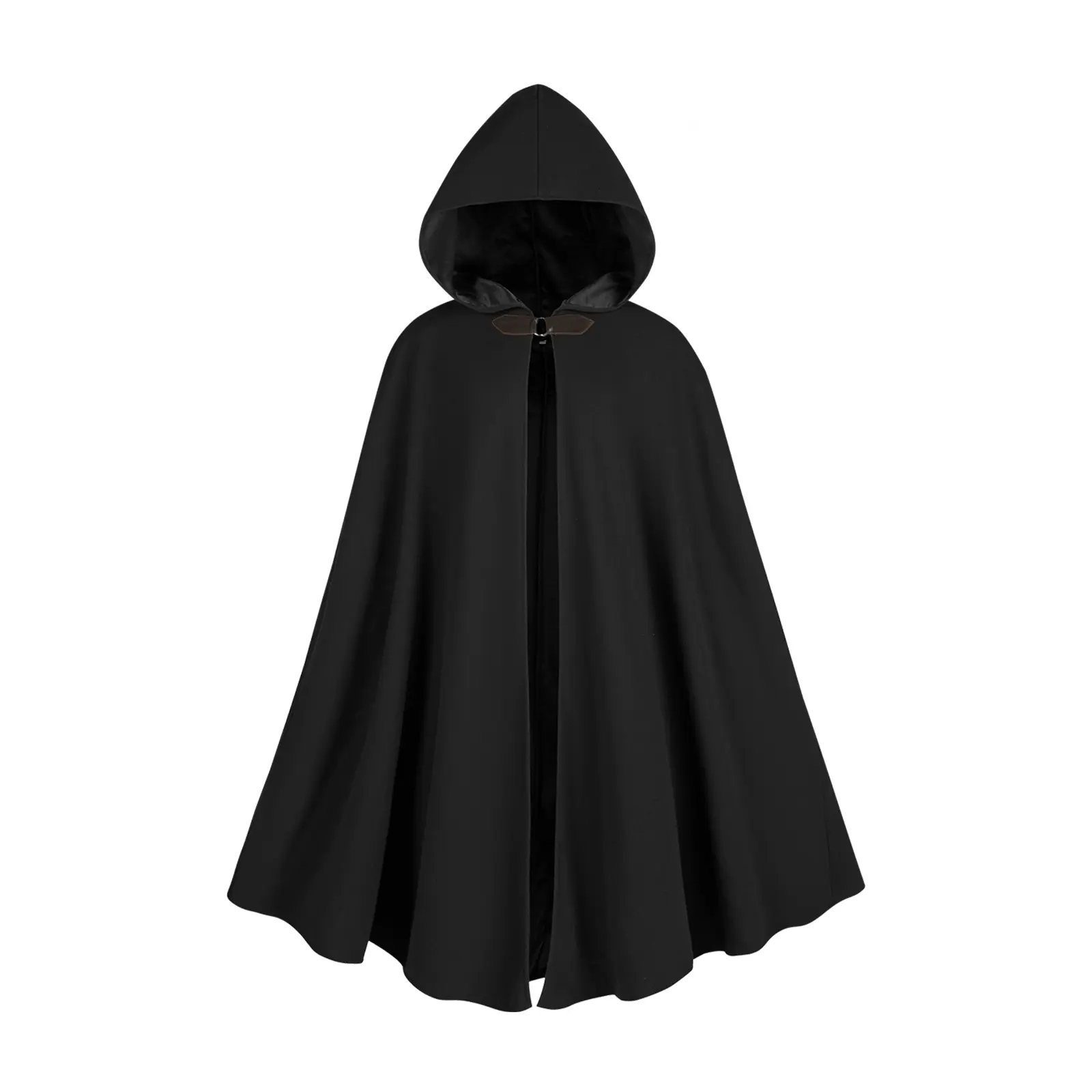 Unisex Medieval Hooded Cloak for Adults, Renaissance Costume Cape with Front Clasp for Halloween Cosplay, LARP and Ren Faire