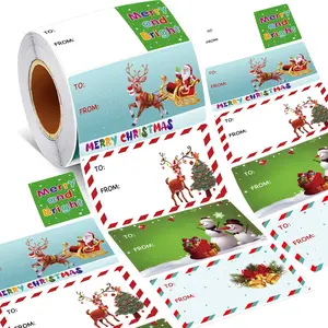 Christmas Festival Decorative Stickers Roll, 200 Pieces Self-Adhesive Labels, Sticky Labels, Holiday Gift Wrapping Supplies, 2.95 X 1.6 Inches