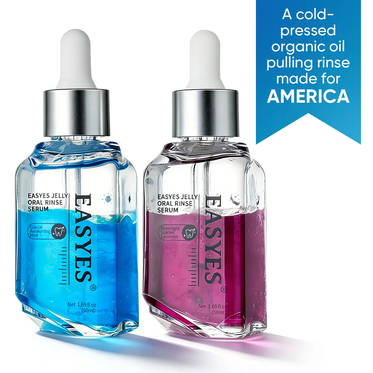 Easyes Mouthwash Set – Blue Day & Pink Night Anti Bacterial Mouthwash Mouthwash for Gum Disease Anti-Sensitivity Enamel Strengthening Probiotics Alcohol Free Non Toxic Mouthwash 50ml