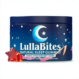 LullaBites Natural Sleep Gummies - 30 Servings-Sweet Strawberry Stars (Melatonin Free)