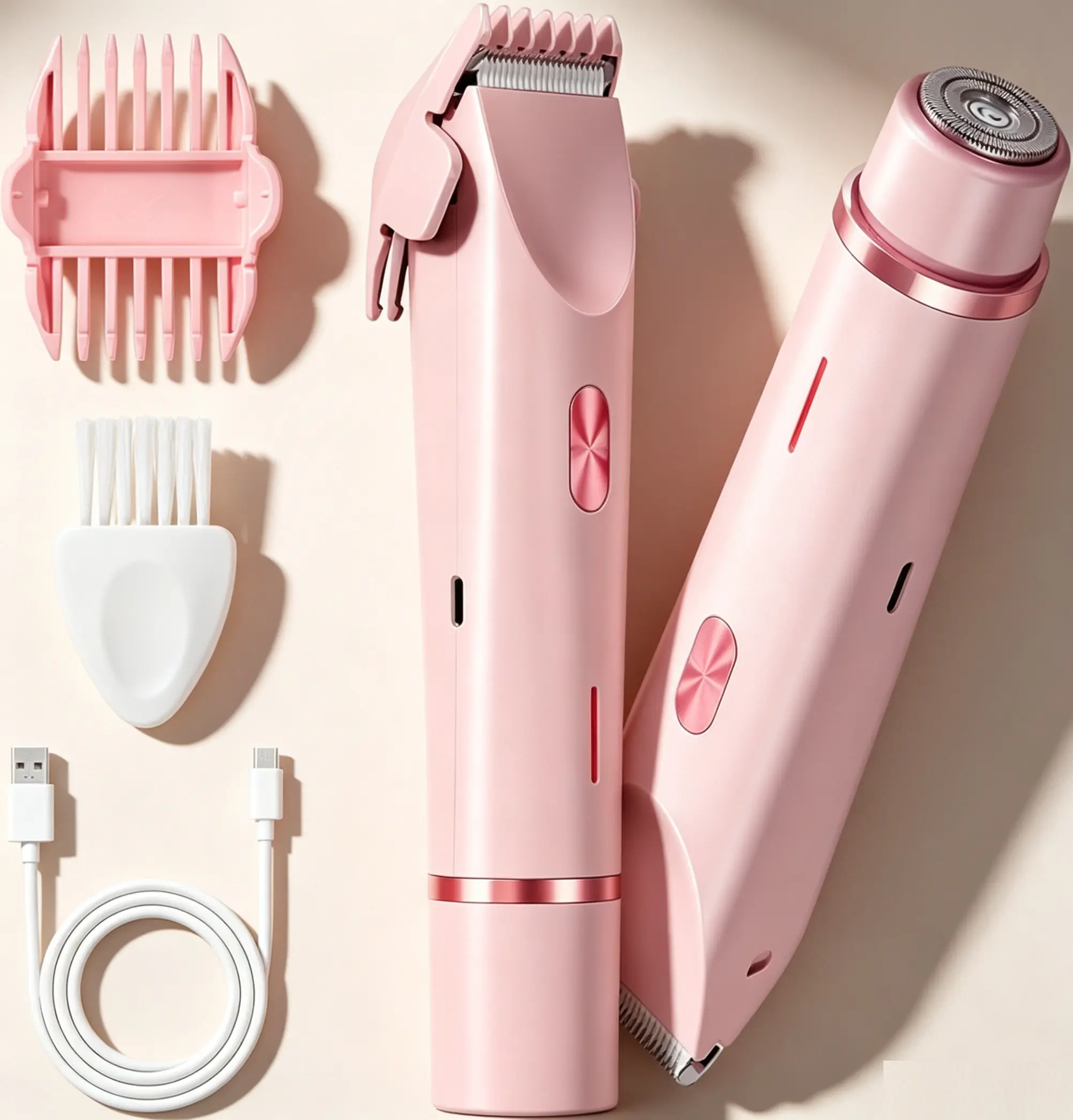 Women's Rechargeable Fastcharging Cordless Dual Head Bikini Trimmer - IPX7 Waterproof Multi-Function Grooming Instrument with Hypoallergenic, Lightweight Design & Sizing Guide Combs for Female Adults (Home & Party Supplies Gift)
