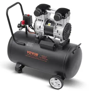VEVOR Air Compressor Compact Portable Oil Free, Max. 15 Gallon Steel Tank, 2HP 5.3 CFM@90 PSI Oil Free Air Compressor & Max. 125PSI Pressure, 78dB Ultra Quiet Portable Compressor, for Auto Repair, Tire Inflation, Spray Painting