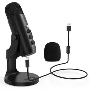 HAOMUREN Wired Condenser Microphone, USB Plug & Play Microphone with Pop-Filter & Mic Cover(no Adapter), Professional Microphone for Recording, Live Streaming, Live Podcast Equipment