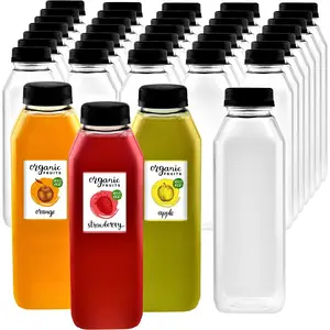 Plastic Clear Empty Bottles with Black Caps for Juice BPA Free | Pack of 35 Juice Plastic Bottle cups cup holiday time