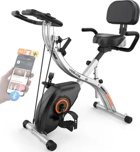 YOSUDA Folding Exercise Bike - 5 IN 1 Foldable Stationary Bike for Home Gym Workout, Upgraded Indoor Cycling Bikes with 6.6 LBS Flywheel, 380 LBS Capacity and 16-Level Magnetic Resistance, Back Support Cushion