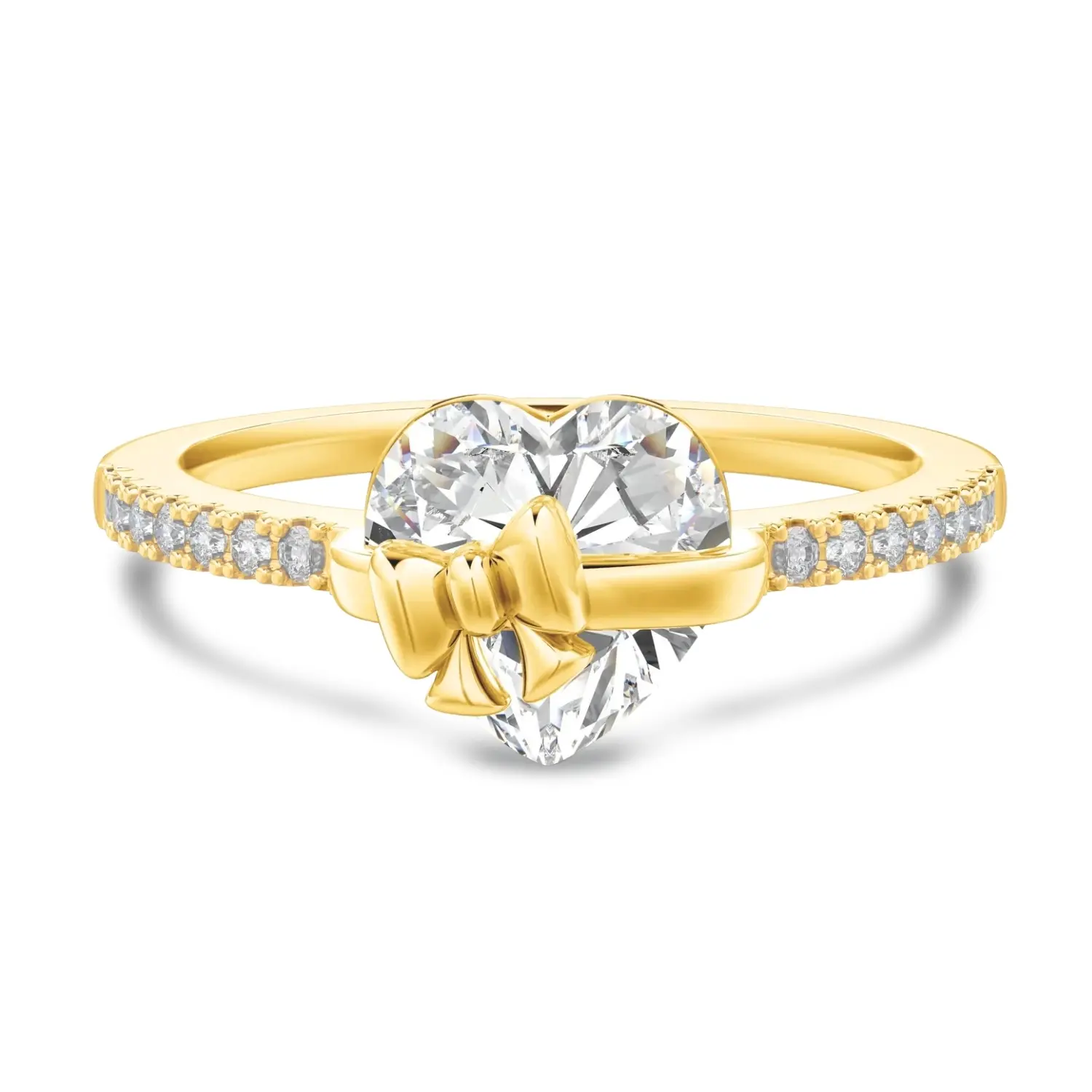 Swaveo Tied With Love Promise Ring – Gold Heart Bow Ring – 925 Sterling Silver – Gift for Girlfriend, Wife, Anniversary, or Birthday