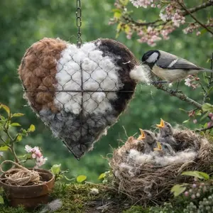 Handmade Fiber Bird Nest Heart Shape, Outdoor Hummingbird Nest Box, Dual Season Bird Shelter, Garden & Courtyard Use, Bird Lovers Essential
