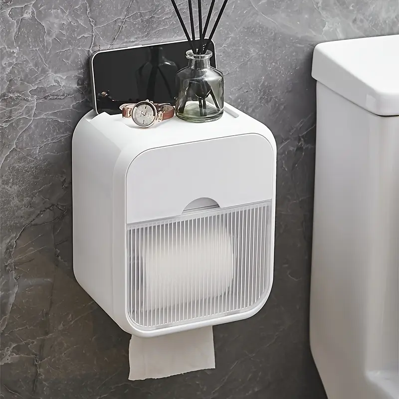 Wall-Mounted Paper Towel Dispenser, Waterproof Toilet Paper Holder, Bathroom Organizer, Hygienic Napkin Storage Rack for Bathrooms, Bathroom Organizer Supplies